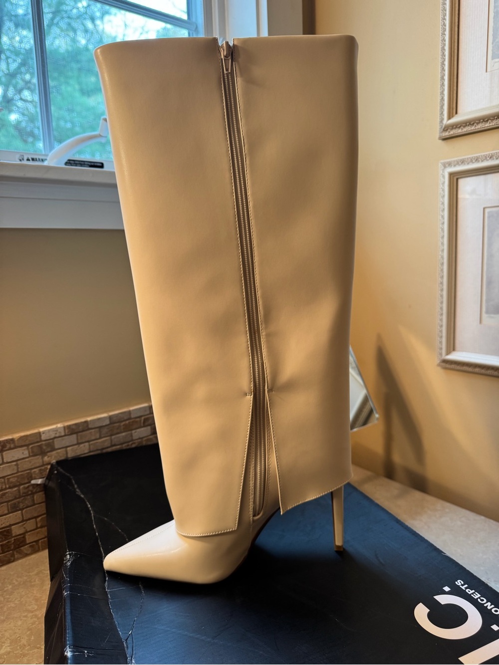 INC Off-White Tall Pointed-Toe Stiletto Boot - Wide Calf - Picture 2 of 2